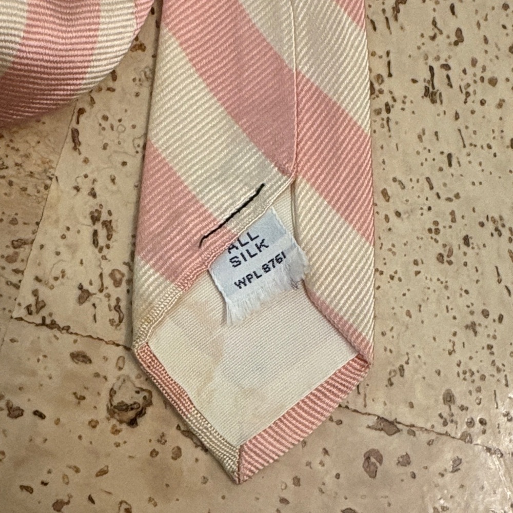 Vintage Stonestreet’s Harvard Square Repp Tie Pink and Cream Stripes 100% Silk - Picture 3 of 7